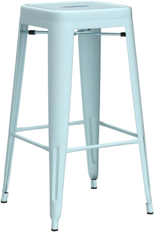Blue Stackable Metal Bar Stools