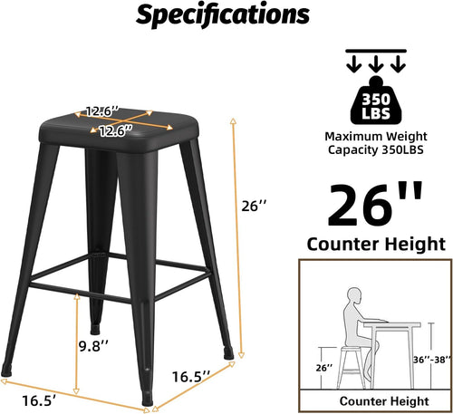 Black Upholstered Metal Bar Stools
