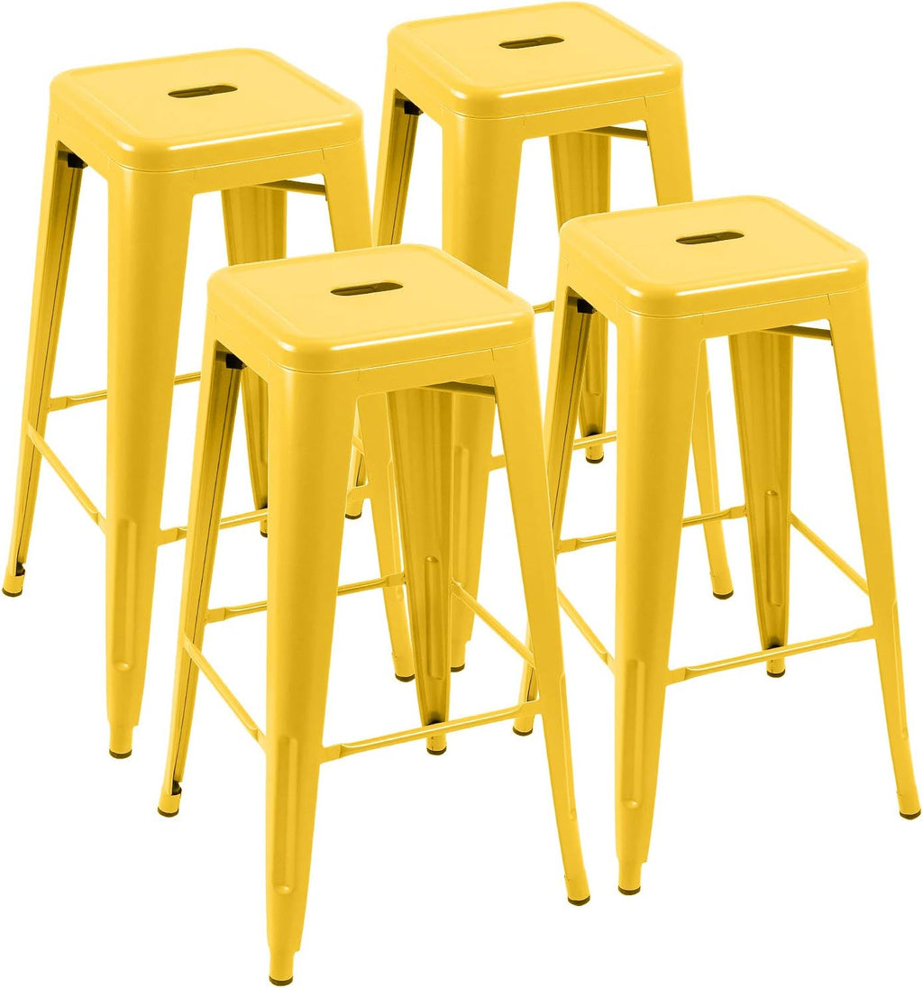 Yellow Stackable Metal Bar Stools