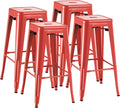 Red Stackable Metal Bar Stools