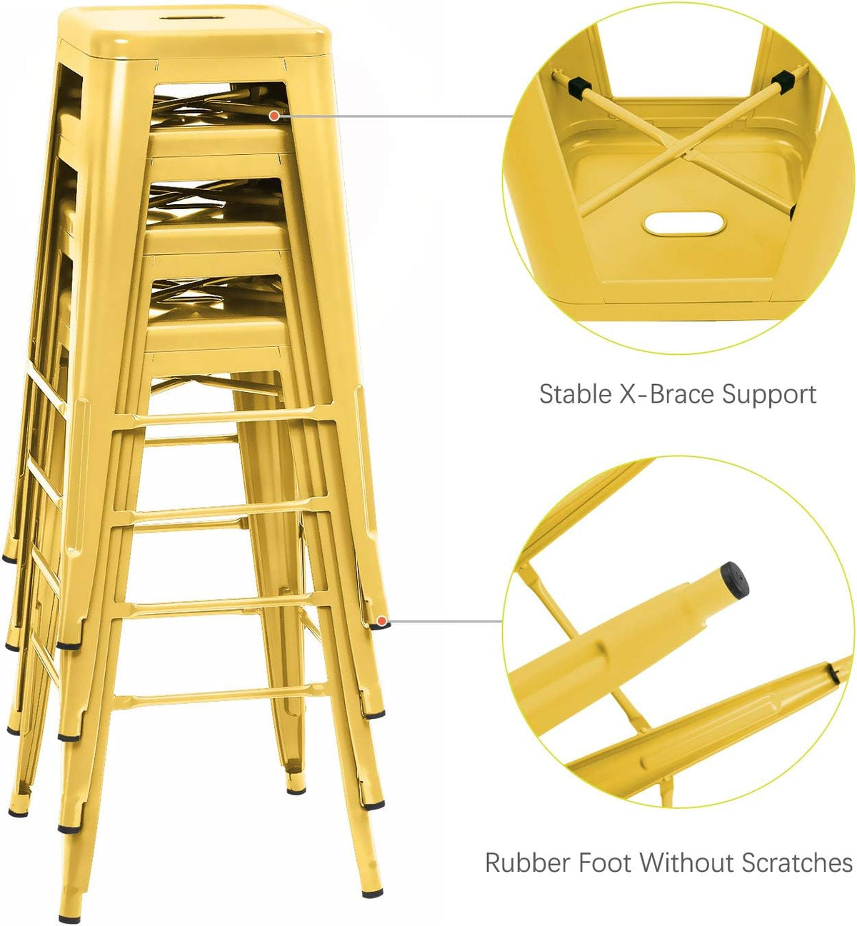 Yellow Stackable Metal Bar Stools