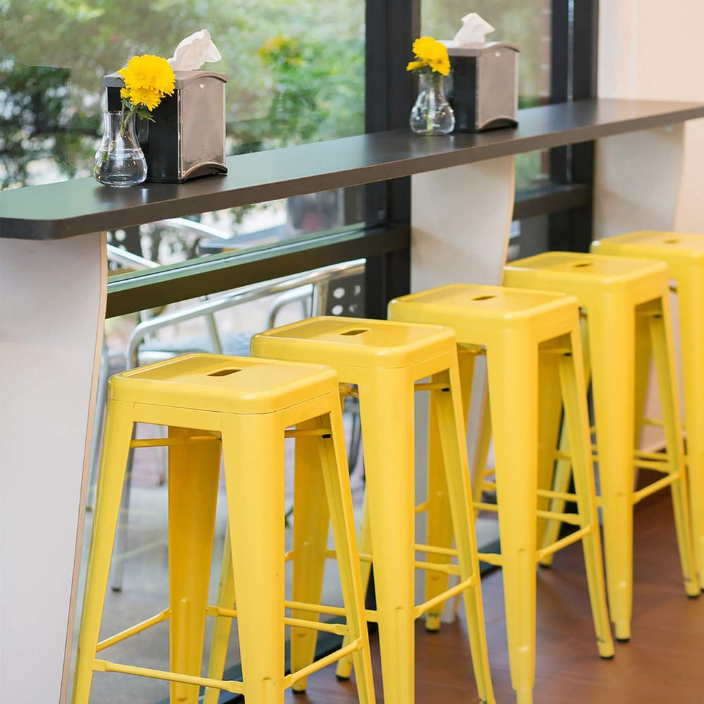 Yellow Stackable Metal Bar Stools
