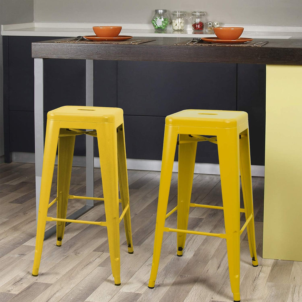 Yellow Stackable Metal Bar Stools