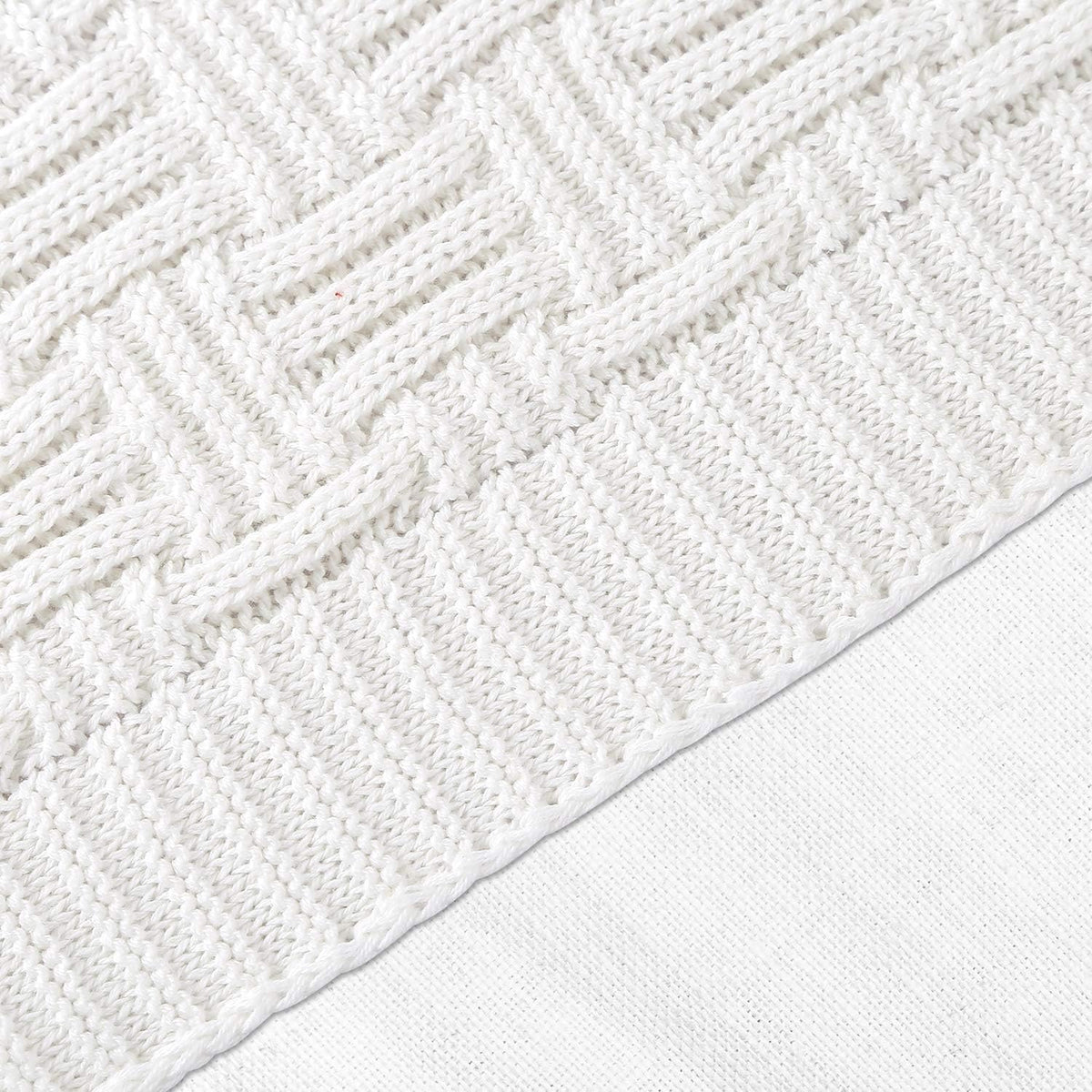 White Cotton Cable Knit Throw Blanket