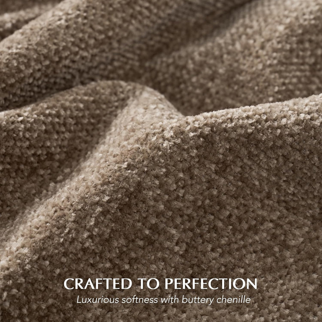Mocha Brown Tasseled Chenille Throw Blanket