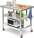 Rolling Stainless Steel Commercial Prep Worktable