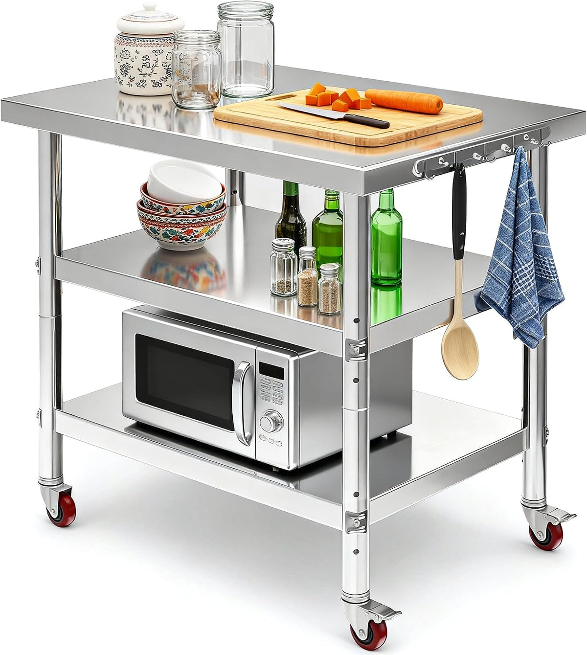 Rolling Stainless Steel Commercial Prep Worktable