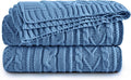 Dusty Blue Cable Knit Throw Blanket